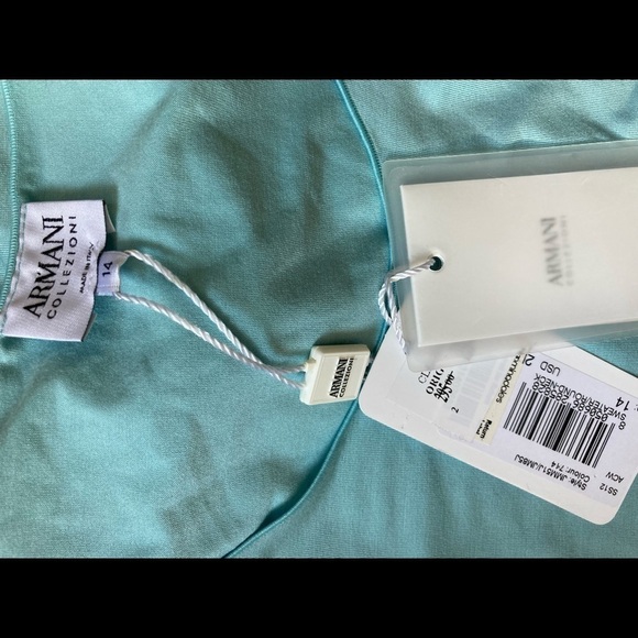 ARMANI Collezioni (SZ 14) light turquoise top . NWT .Made in Italy. - Picture 10 of 10